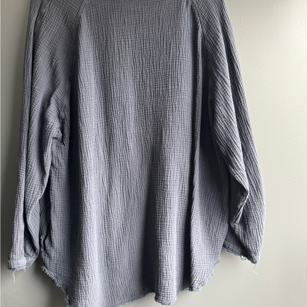 Gray Textured Long Sleeve Top